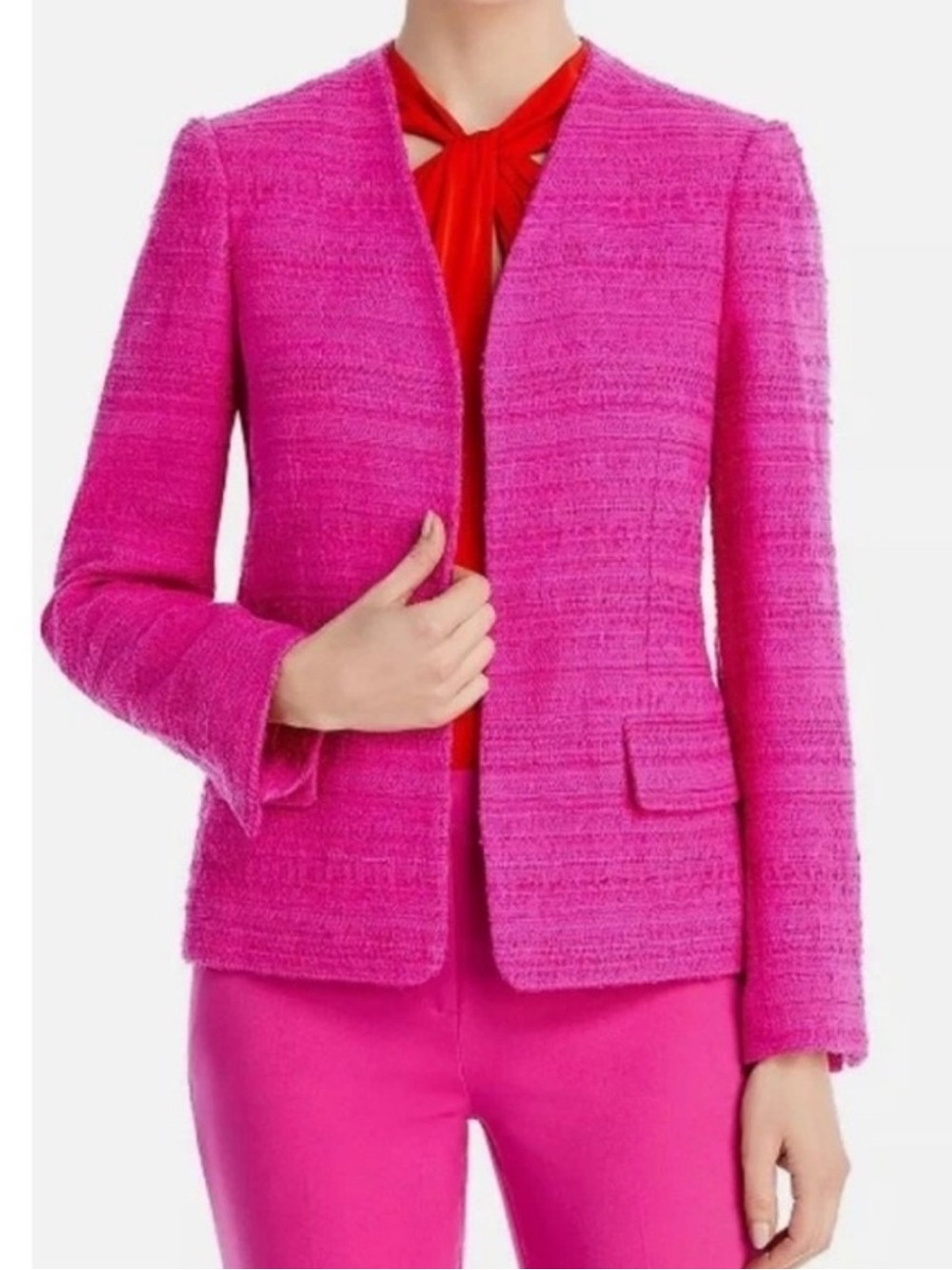 Kobi Halperin Elle Jacket French Pink Textured Open-Front Size Large